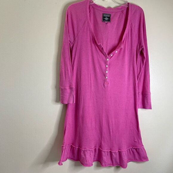 PINK| Thermal| Button up| with Ruffle| Lounge Top - Picture 10 of 12